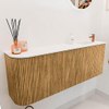 Mondiaz JOYA 111.6cm toiletmeubel - ronding links kleur Oak - Wastafel FAYE positie Rechts 1 kraangat kleur Talc. SW1421136