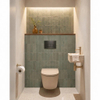 QeramiQ Dely Ensemble WC - réservoir encastré Qeramiq Flush - abattant 35mm - plaque de commande métal gunmetal - boutons rectangulaires - beige SW1578603