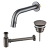 Fortifura Calvi Fonteinkraanset - inbouw - uitloop - 18cm - inkortbaar - sifon - always open plug - PVD - geborsteld gunmetal (antraciet) SW1189317