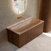 MONDIAZ KURVE-DLUX Meuble de salle de bains 100cm couleur Walnut avec 1 tiroir et 0 portes. Lavabo BIG MEDIUM Centre sans trou de robinet Saba. SW1433167