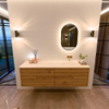 Mondiaz CIRO-DLUX Meuble de salle de bains - 170x45x50cm - Plan-vasque Solid surface Meli - 1 lavabo à droite - sans trous de robinet - 4 tiroirs - Chêne SW1531437