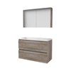 Basic-Line Comfort 46 ensemble de meubles de salle de bain 100x46cm sans poignée 2 tiroirs lavabo acrylique 0 trous de robinetterie armoire de toilette mfc scotch oak SW350996