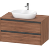 Duravit Ketho.2 Wastafelonderbouwkast - inclusief consoleplaat - met 2 laden - 100x55x56.8cm - met handgrepen antraciet - noten mat SW772393