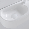 QeramiQ Fuente Ensemble de Lavabo - 40x21.5x12cm - droit - lisse - demi-rond - 1 trou de robinet - céramique - ensemble de robinet blanc mat - bouchon de vidange - siphon abaissé - blanc brillant SW1232801