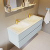 Mondiaz VICA-DLUX ensemble de meuble de salle de bain - 130cm - meuble sous-vasque argile - 2 tiroirs - lavabo encastré nuage double - 2 trous de robinet - version haute 60cm - opalo SW1086513