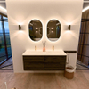 Mondiaz CIRO-DLUX Badkamermeubelset - 130x45x50cm - Solid surface wastafel Opalo - 2 wasbak Dubbel - 2 kraangaten - 4 lades - Shadow SW1532458