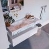 Mondiaz ALAN-DLUX Ensemble de meuble - 110cm - meuble Cale mat - 1 tiroir - Lavabo Cloud Glace suspendu - vasque Gauche - 0 trous de robinet SW805865