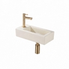 QeramiQ Fuente Lavabo pour WC - 38x18.5x9 cm - ceramique - trou de robinet de Lavabo pour WC a gauche - robinet de Lavabo pour WC laiton brosse - siphon bas - bonde - lin SW1582100