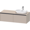 Duravit Ketho 2 meuble sous-lavabo avec plan console incluant 2 tiroirs pour vasque à droite 140x55x45.9cm avec poignées anthracite taupe super mat SW772428