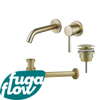 FugaFlow Eccelente Sobrado Slim Slim Kit mitigeur lavabo - robinet encastrable - bonde clic clac - siphon design bas - PVD Laiton brossé SW1124319