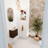 Mondiaz JOYA-DLUX Meuble de toilette 40cm - couleur Walnut - Vasque FAYE position Gauche 1 trou de robinet couleur Frappe SW1412059