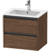 Duravit Ketho.2 Wastafelonderbouwkast - met 2 laden - 61x48x55cm - met grepen antraciet - donker noten mat SW771901
