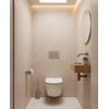 Pack WC QeramiQ Dely Swirl Compact - réservoir encastrable Geberit UP320 - avec bâti-support Burda - abattant slim - plaque de commande en plastique taupe - boutons rectangulaires - blanc brillant SW1592305