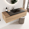 Mondiaz BUKLA Ensemble de meuble - 120x45x34cm - 1 trou de robinet - lavabo centré - solid surface - Urban - sans poignée - 1 tiroir - Mélamine - Chêne blanchi SW704795