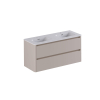 Thebalux Sunny Ensemble meuble de salle de bains - 122x46x57cm - lavabo - céramique - 1 trou de robinet - blanc brillant - meuble bas - 2 tiroirs - sans poignée - placage bois - Sahara Sand (beige) SW1462525