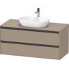 Duravit ketho 2 meuble sous lavabo avec plaque de console et 2 tiroirs 120x55x56.8cm avec poignées anthracite lin mat SW772871