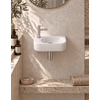 QeramiQ Fuente pack lave-mains – 40 x 21,5 x 12 cm – céramique blanc brillant – perçage à gauche – robinet inox brossé SW1232808