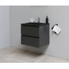 Basic Bella Meuble salle de bains avec lavabo acrylique Noir 60x55x46cm 1 trou de robinet Anthracite mat SW491711