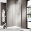 Fortifura Galeria Paroi de douche à l'italienne - 100x200cm - paroi en verre arrondie - droite - verre nervuré - barre de fixation murale - Chrome SW1426489