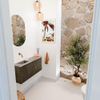 Mondiaz JOYA-DLUX 91.6cm toiletmeubel - ronding rechts kleur Shadow - Wastafel FAYE positie Links Zonder kraangat kleur Oza. SW1425073