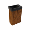 Saniclass Holz Atelier Ensemble de meuble de toilette - 40x60.5cm - 1 porte - lave-mains pierre naturelle foncée - trou de robinet à droite - walnut pure SW1577765
