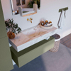 Mondiaz ALAN-DLUX Ensemble de meuble - 110cm - meuble Army mat - 1 tiroir - Lavabo Cloud Frappe suspendu - vasque Centre - 0 trous de robinet SW805539