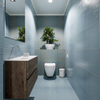 MONDIAZ ADA Toiletmeubel 80x30x50cm met 0 kraangaten 2 lades dark brown mat Wastafel Lex links Solid Surface Wit SW472809