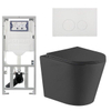 QeramiQ Dely Toiletset - 36.3x51.7cm - diepspoel - rimless - Geberit UP320 inbouwreservoir - met Burda frame - softclose toiletzitting - glans witte bedieningsplaat - ronde knoppen - mat zwart SW1102472