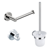 Fortifura Calvi Toiletset - toiletborstelhouder - open - handdoekhaak - toiletrolhouder - zonder klep - hoogglans chroom SW809444