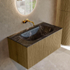 Ensemble de meuble de salle de bain Mondiaz KURVE-DLUX - 90x46x40cm - 1 tiroir - lavabo en solid surface - milieu - sans trou de robinet - Dusk SW1415250