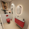MONDIAZ TURE-DLUX Meuble toilette - 80cm - Fire - EDEN - vasque Opalo - position gauche - sans trou de robinet SW1104283