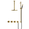 Hotbath Cobber @Work Regendoucheset - inbouw - 30cm plafondarm - 20cm ronde hoofddouche - staafhanddouche - glijstang - Geborsteld messing PVD SW677728