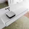MONDIAZ LAGOM 170cm badmeubel solid surface urban 2 lades Wastafel BINX opzetkom links zonder kraangat SW409391 MONDIAZ LAGOM 170cm badmeubel solid surface urban 2 lades Wastafel BINX opzetkom links zonder kraangat SW409391