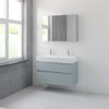 Bruynzeel Passo badmeubelset 69.8x100x46cm 2 kraangaten 1 wasbak 2 lades met spiegelkast met softclose ceramic fjord groen SW384711 Bruynzeel Passo badmeubelset 69.8x100x46cm 2 kraangaten 1 wasbak 2 lades met spiegelkast met softclose ceramic fjord groen SW384711