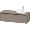 Duravit Ketho.2 Wastafelonderbouwkast - inclusief consoleplaat - met 2 laden - voor waskom rechts - 140x55x45.9cm - met handgrepen antraciet - basalt mat SW772200