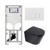 QeramiQ Dely Toiletset - 36.3x51.7cm - diepspoel - rimless - Geberit UP320 inbouwreservoir - softclose toilet zitting - 35mm - glans witte bedieningsplaat - rechthoekige knoppen - mat zwart SW1235419
