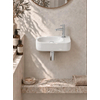 QeramiQ Fuente pack lave-mains – demi-rond – 40 x 21,5 x 12 cm – perçage à droite – robinet chromé SW1232783