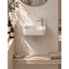 QeramiQ Fuente pack lave-mains – 40 x 21,5 x 12 cm – céramique blanc mat – perçage à droite – robinet inox brossé SW1232812