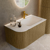 Mondiaz KURVE Ensemble de meubles de salle de bains - 85x46x40cm - 1 tiroir - 1 porte - vasque solid surface - droite - 1 trou de robinet - Dusk SW1414744