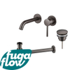 FugaFlow Eccelente Sobrado Badkamer Slim Wastafelkraanset - inbouw wastafelkraan - klikwaste plug - verlaagde design sifon - PVD Gepolijst Gunmetal - Black Friday - SW1124342