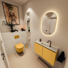 MONDIAZ TURE-DLUX Meuble toilette - 80cm - Ocher - EDEN - vasque Ostra - position centrale - 1 trou de robinet SW1104943