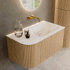 MONDIAZ KURVE-DLUX 85cm Meuble salle de bain avec module 25 G - couleur Oak - 1 tiroir - 1 porte - vasque CLOUD droite - sans trou de robinet - couleur Frappe SW1137330