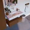 Mondiaz ALAN-DLUX Ensemble de meuble - 90cm - meuble Rust mat - 1 tiroir - Lavabo Cloud Glace suspendu - vasque Centre - 0 trous de robinet SW805595