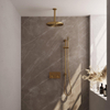BRAUER Gold Edition ensemble de douche pluie apparent – douche de tête Ø 30 cm – bras de plafond 30 cm – douchette bâton – avec inverseur – barre de douche SW925674