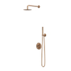 IVY Pact Ensemble de douche pluie - encastré - inverseur-stop 2 voies - bras mural 40cm - tête de douche slim ronde 30cm - barre de douche avec sortie - flexible de douche 150cm - douchette satin spray - cuivre brossé mat PVD SW1035036