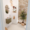 Mondiaz JOYA-DLUX 51.6cm toiletmeubel - ronding rechts kleur Dusk - Wastafel FAYE positie Links 1 kraangat kleur Glace. SW1423190