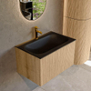 MONDIAZ KURVE 70cm Meuble salle de bain - couleur Oak - 1 tiroir - vasque BIG SMALL centre - 1 trou de robinet - Urban SW1138366