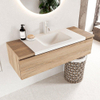 Mondiaz BUKLA Ensemble de meuble - 120x45x34cm - 1 trou de robinet - lavabo centré - solid surface - Talc - sans poignée - 1 tiroir - Mélamine - Chêne blanchi SW704731