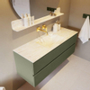 Mondiaz VICA-DLUX Ensemble de meuble de salle de bain - 130cm - meuble sous-vasque armée - 2 tiroirs - lavabo encastrée nuage milieu - sans trous de robinet - version haute de 60cm - ostra SW1087006