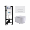 QeramiQ Dely Swirl Toiletset - 36.3x51.7cm - Geberit UP320 plieger inbouwreservoir - slimzitting - glans witte bedieningsplaat - rechthoekige knoppen - mat wit SW1413328